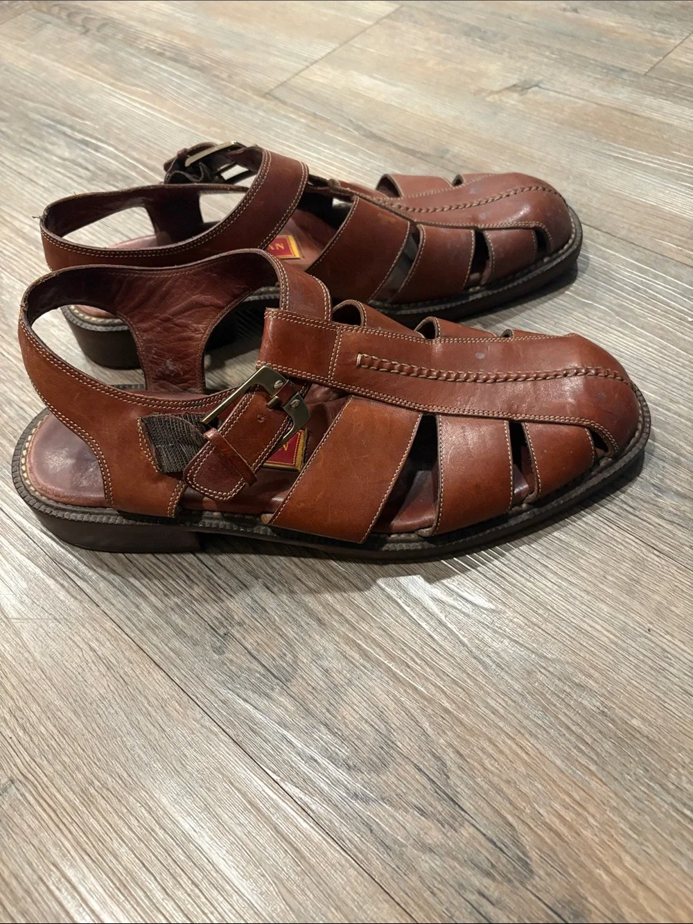 Cole Haan Men’s Tan Brown Leather Fisherman Sandals